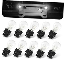 Pack-10 Car 3157 Brake Light Bulb, 12V 21/5W Double Contact 360 10 PCS White