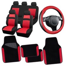 CAR PASS 3D Air Mesh Car Seat Covers Full Sets w/5mm Sponge, 4Pcs Red Combo