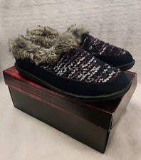 Staheekum Women's Slippers Navy Blue Faux Fir Size 10