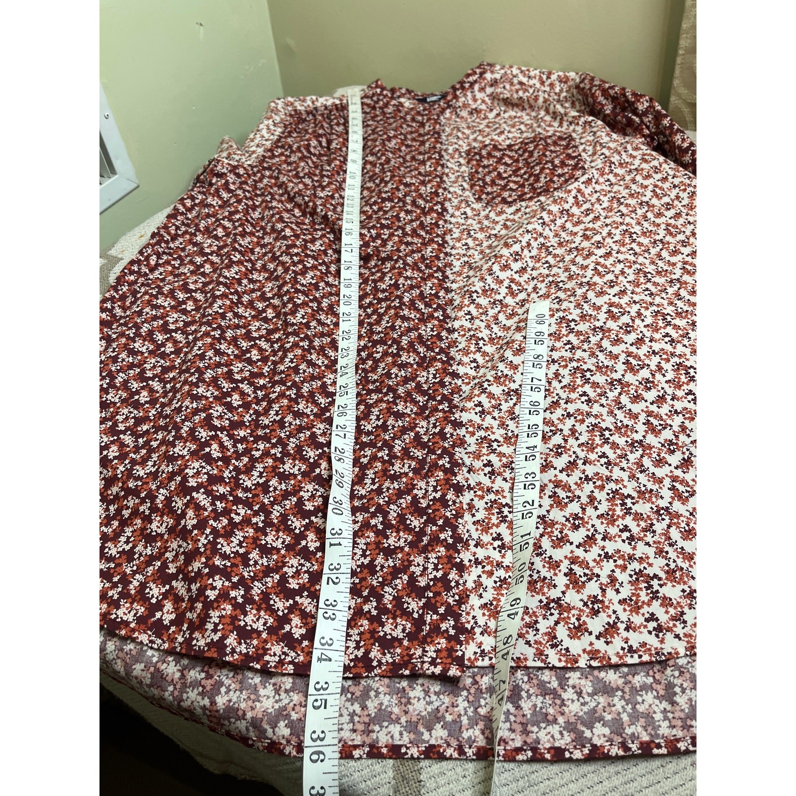 Lands' End button down A-line split-panel floral … - image 8