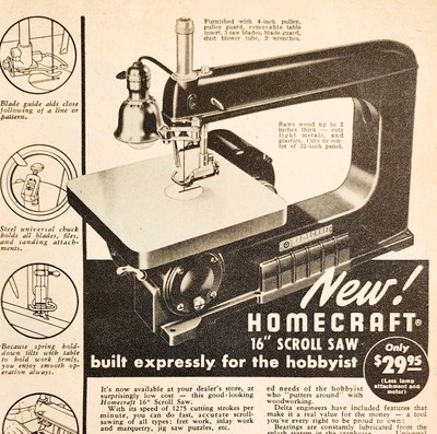 1947 Homecraft Power Tools Scroll Saw Advertisement Vintage Woodworking E8D