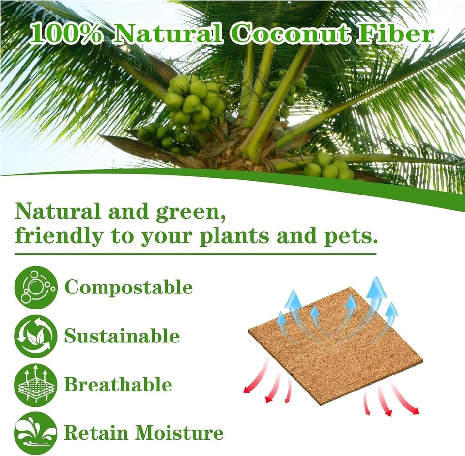 Alfombrilla de revestimiento de fibra de coco natural de 16 x 80 pulgadas - Forros para jardinera de fibra de coco para viento Foto 3 de 4