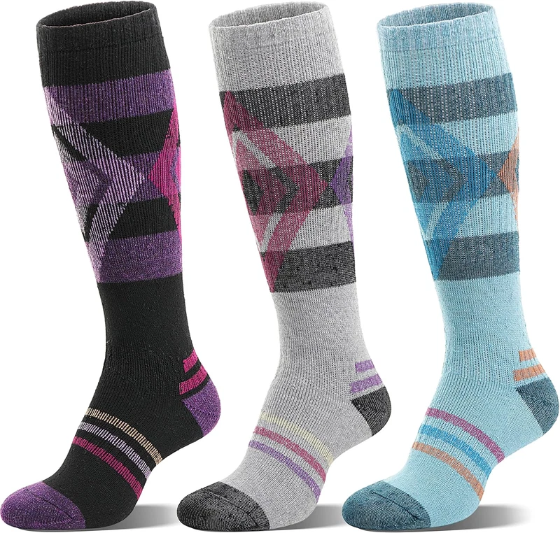 merino wool ski socks thermal winter three pack