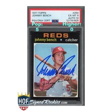 1971 Topps #250 Johnny Bench PSA 6 Auto 10 hof signed autograph *HOFSR*