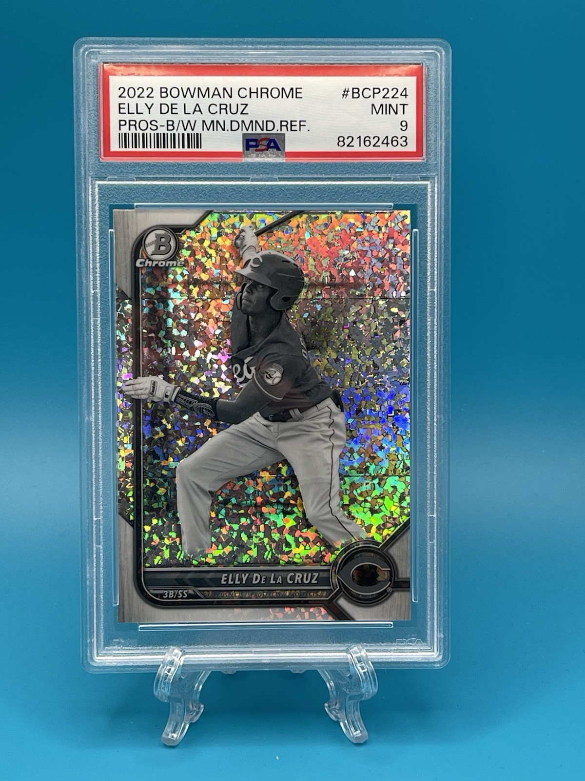 2022 Bowman Chrome Elly De La Cruz #BCP-224 Black & White Mini Diamond PSA 9
