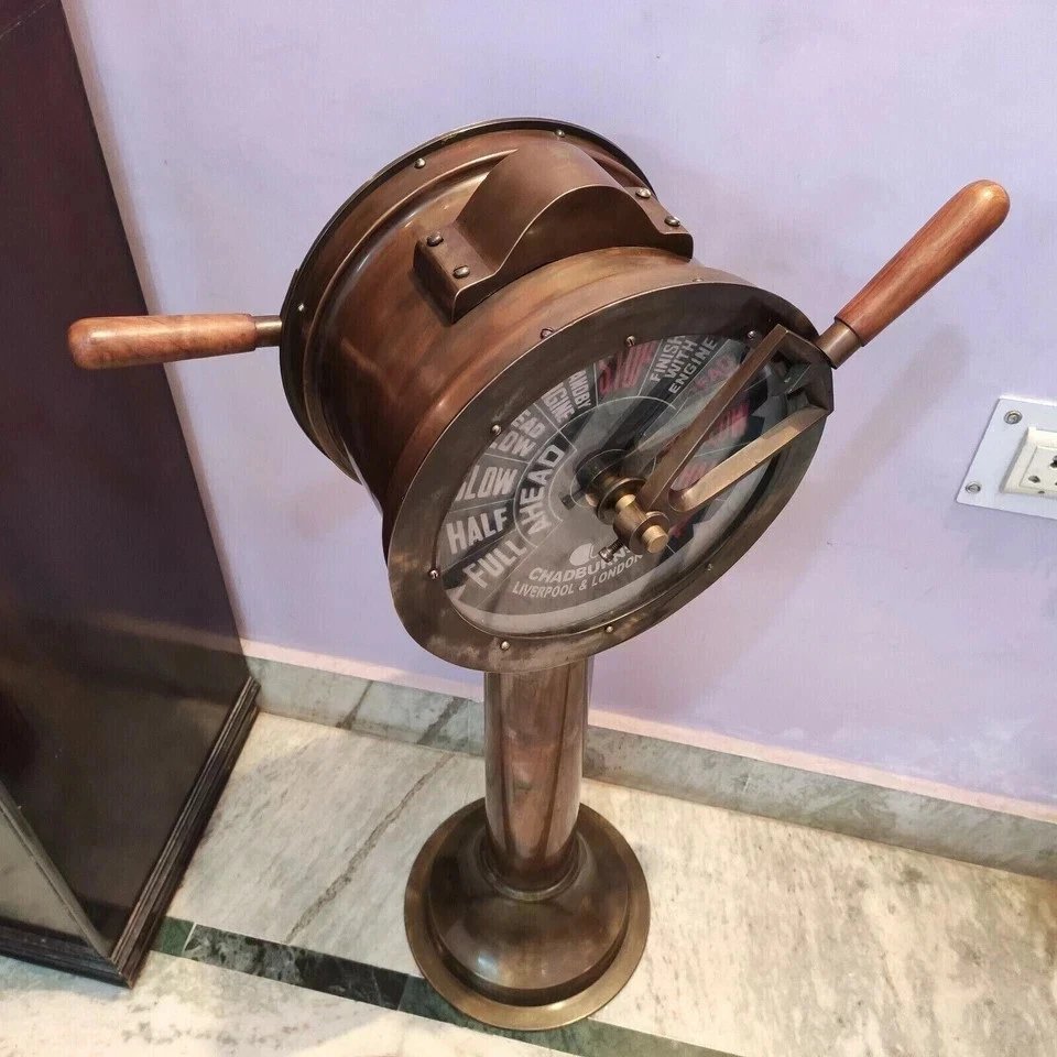 Telégrafo de motor de barco de latón vintage 43" - Decoración náutica marítima en funcionamiento Foto 3 de 4