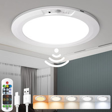 Rechargeable Motion Sensor Ceiling Light with 5 Colors and Remote, Battery Opera