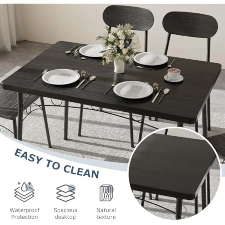 Juego de mesa de comedor para 4, 5 piezas mesa de cocina con 4 sillas, tablero mdf Foto 3 de 4