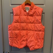 Vintage Cabela  s Down Hunting Vest Blaze Orange Made in Taiwan YKK Zip Size M