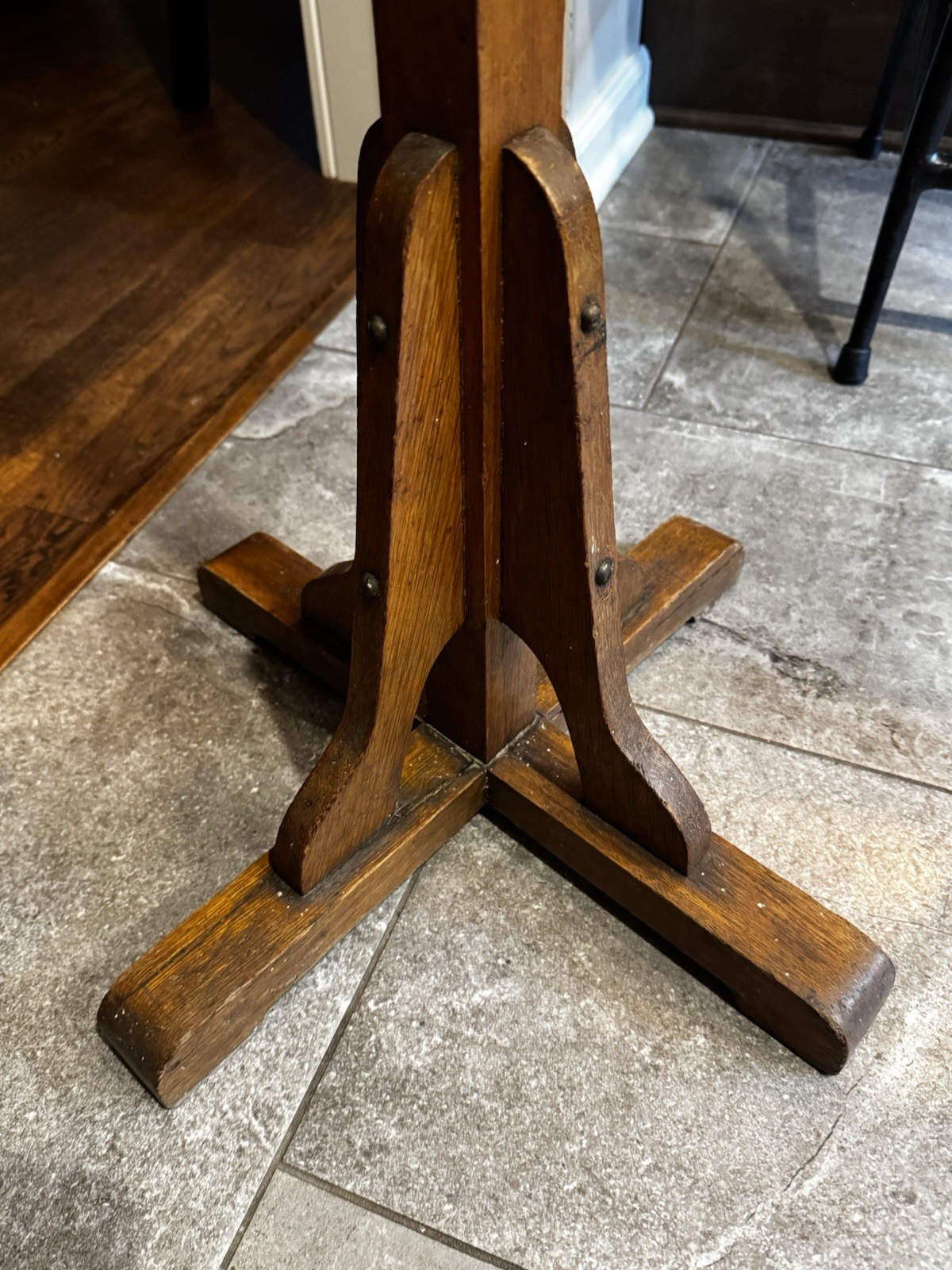 Vintage 1950's Industrial Wood Coat Tree Hat Rack Transitional