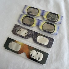 4 pack of solar eclipse glasses, CE and ISO certified. Made in the USA