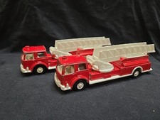 Vintage Metal 1970 Tootsie Toy Fire Truck With Plastic Rotating Ladder Lot Of 2