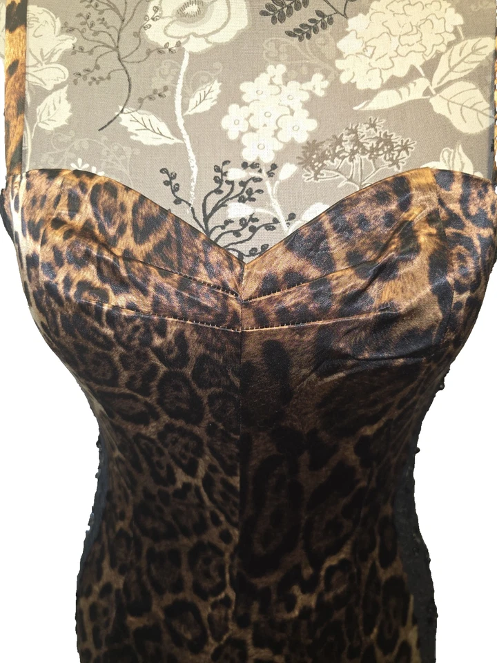 Dina BAR-EL СЕКСУАЛЬНЫЙ леопард тела con, эластичной с ремешками атласное кружево новый с Ярлыками $595 ВИНТАЖНЫЙ - Изображение 4 из 4