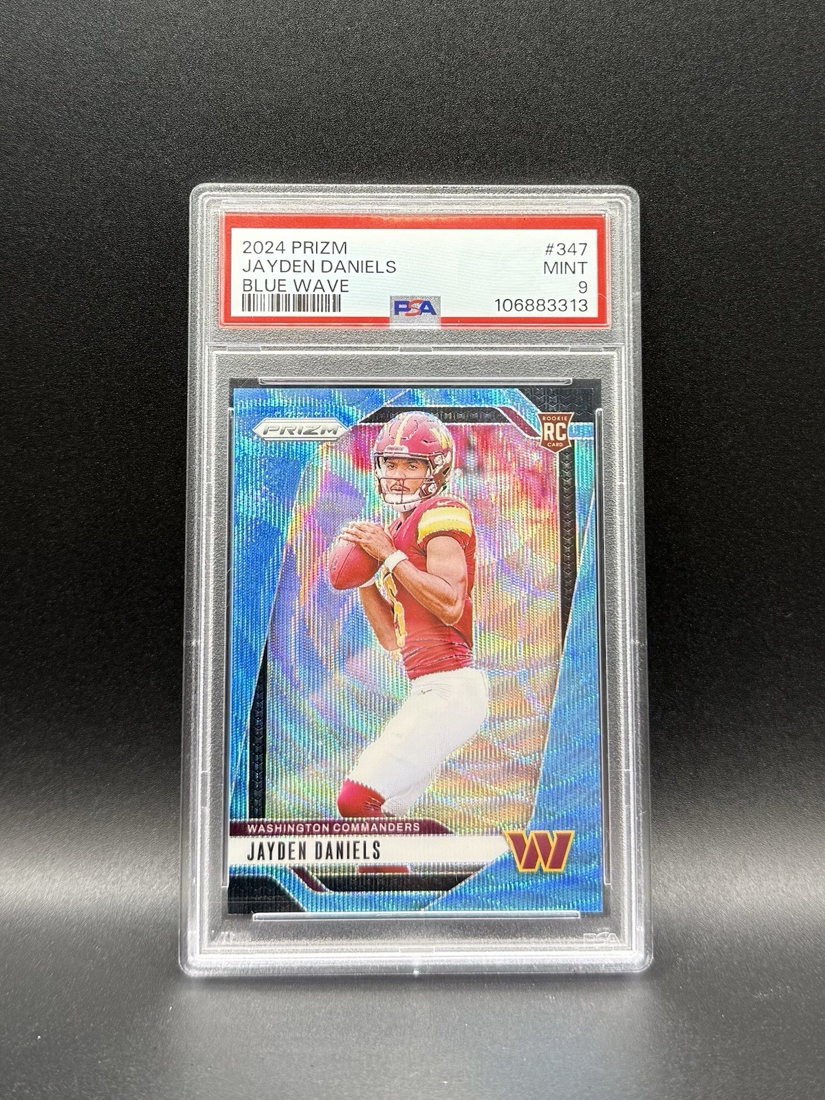 2024 Panini Prizm Football Jayden Daniels Rookie /230 Blue Wave PSA 9 #347