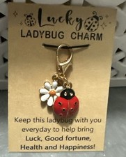 Lucky Ladybug Charm Key Chain With Flower Gift