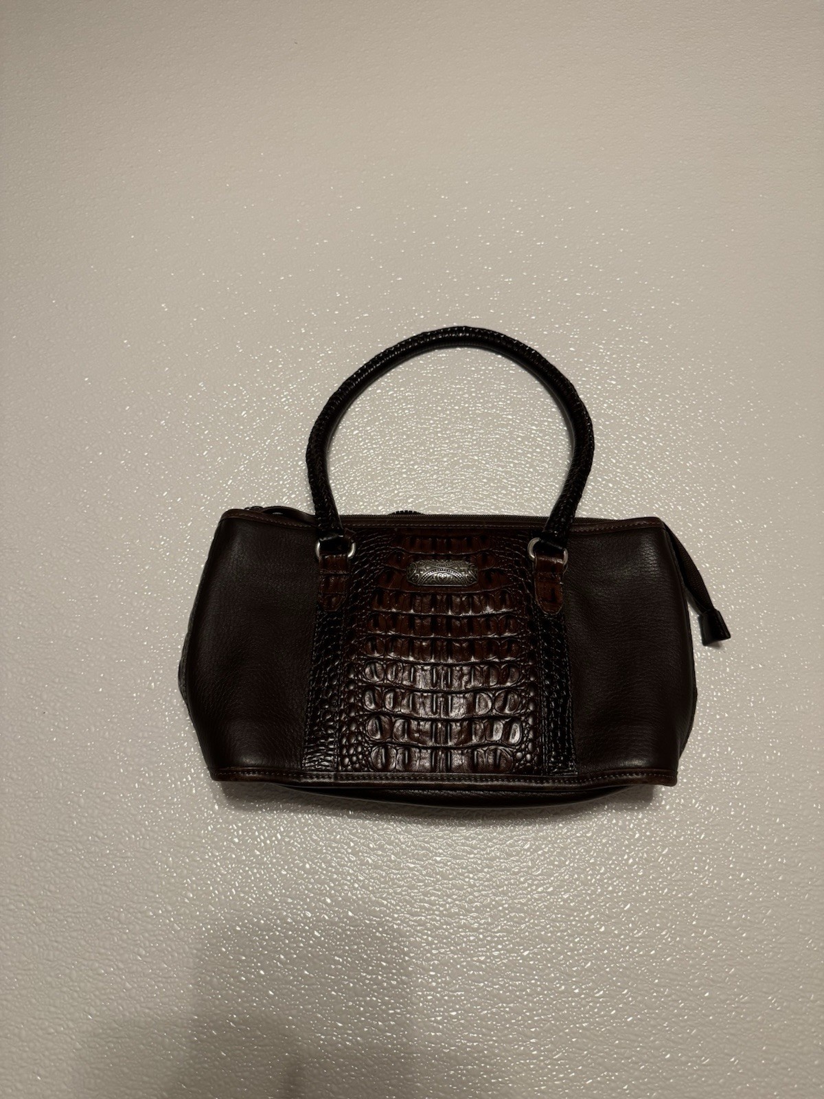 Brighton Solid Brown Crocodile Embossed Double Ha… - image 1