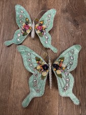 KATHERINE'S COLLECTION SEQUINED 2 BUTTERFLY CLIP ON ORNAMENT MINT/MULTICOLORS