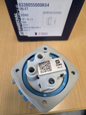 Marechal Electric Inlet  D3N3 1P+N+E 30A 277V IP66/67/69 Poly size 2