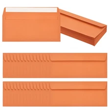 60 Pack Orange #10 Business Envelopes, Letter Size Envelopes