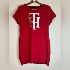 Tommy Hilfiger Red with silver Logo Tee Shirt Dress in size XL
