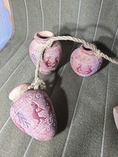 Clay Vases on a Rope, Kokopelli Theme , 37" 