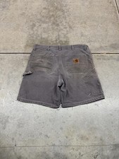 vintage carhartt faded grey carpenter relaxed baggy fit cargo shorts size 36