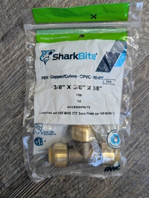 New Shark Bite Connect Copper Fitted Tee 3/8x3/8x3/8