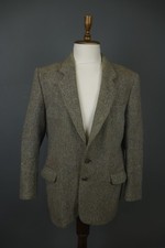 Harris Tweed Gray Long Sleeve Notch Lapel Single Breasted Blazer Jacket Size 44