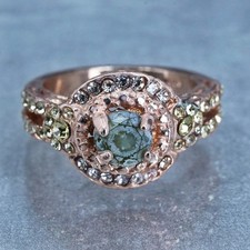Size 5.25, vermeil rose gold over Sterling 925 silver band ring with cluster Cz