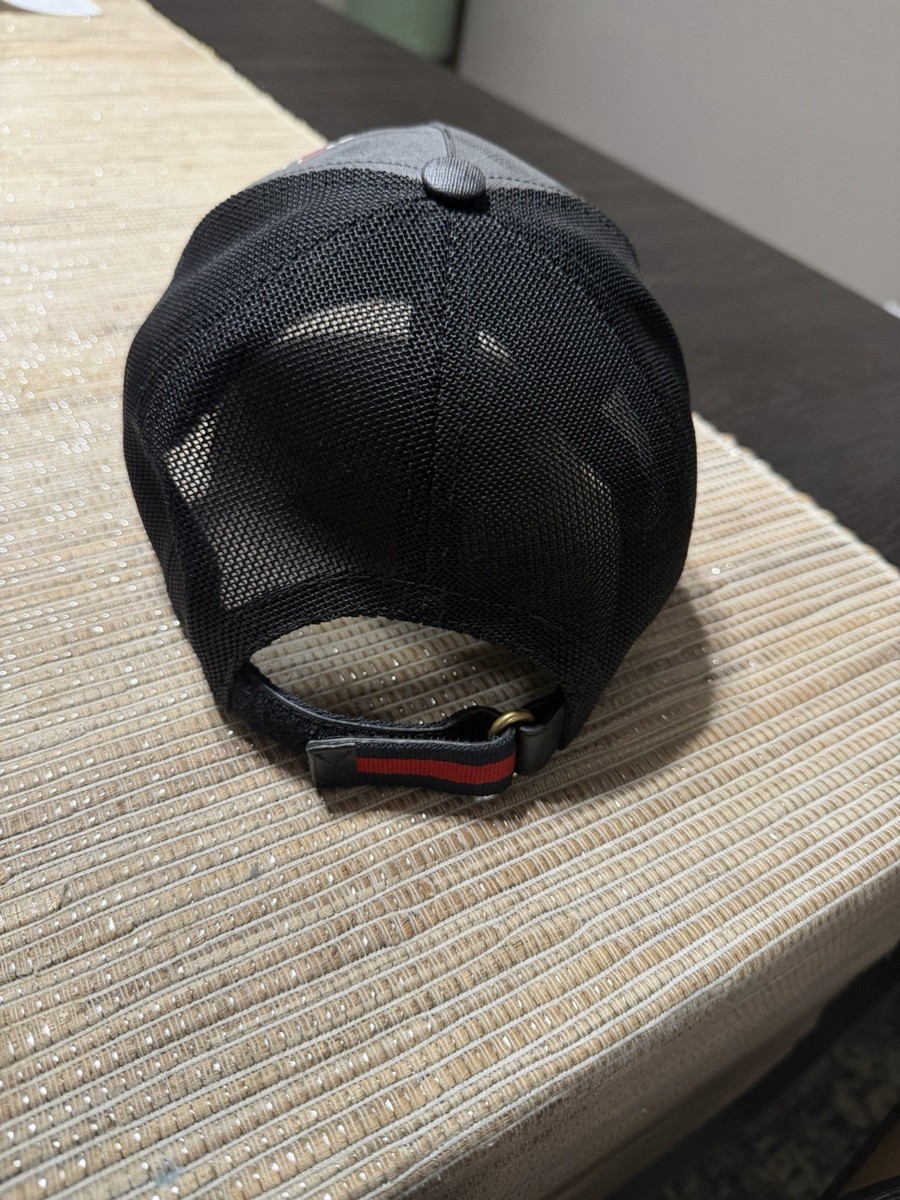 Gucci Kingsnake GG Supreme Trucker Hat Black Snake Print Mesh Cap