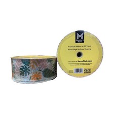 Member's Mark 2 Piece Premium Wired Edge Ribbon, 2.5" x 50 Yards Tropical Leaves