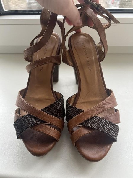 Women Estefania Marco Heels Brown Leather 37
