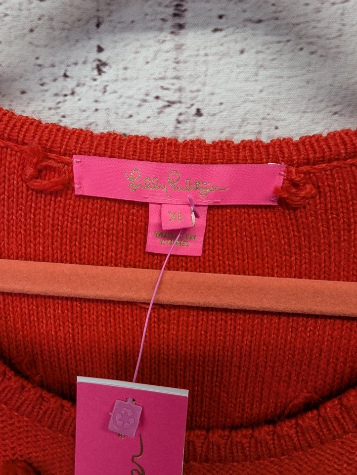 Lilly Pulitzer Dress Womens XL Ruby Red Kippa Pom-Pom Sweater Knit New - Image 2 of 4