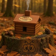 Paine's Balsam Fir Log Cabin Incense Burner🍯 Bulk Fragrance Natural Cone Holder