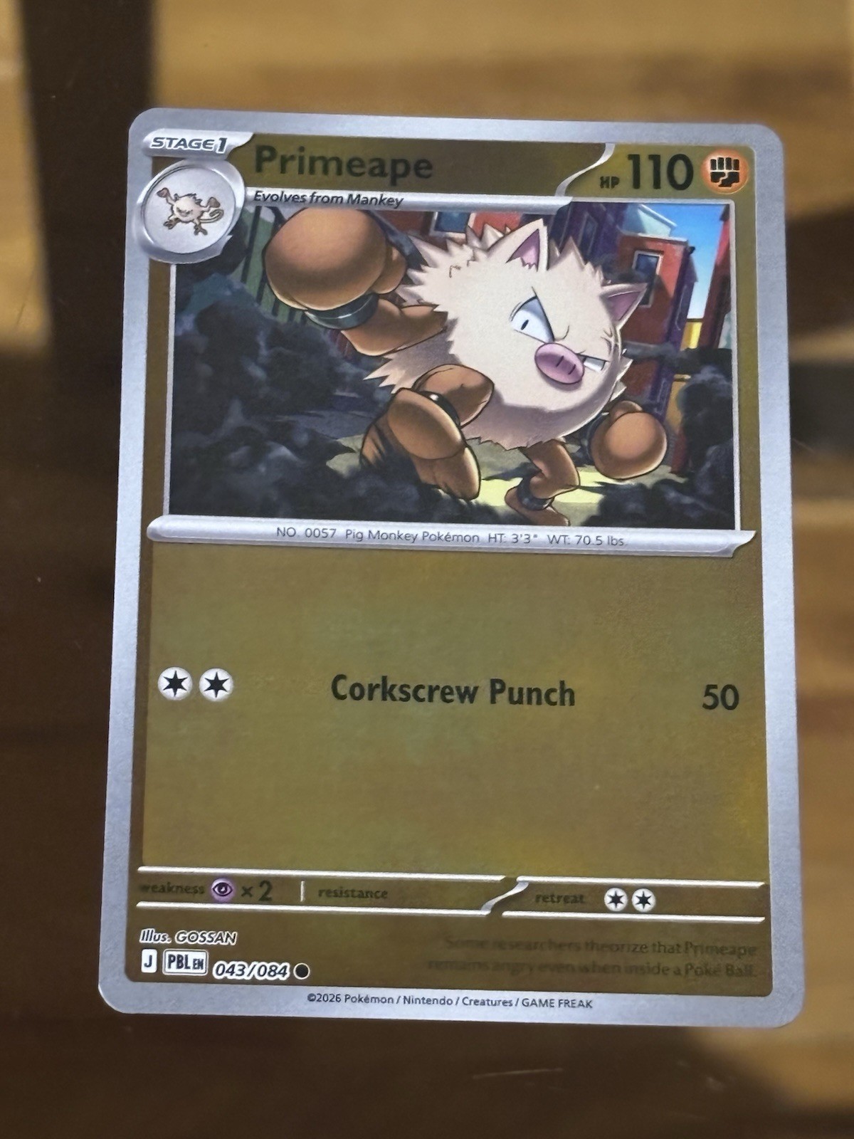 Primeape 043/084 Pitch Black Reverse Holo Pokemon Card