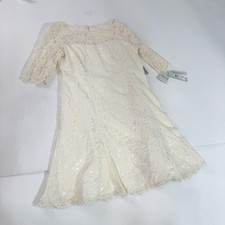 Eliza J Dress Womens 14 White Lace Fit Flare 3/4 Sleeve Wedding Party Cocktail