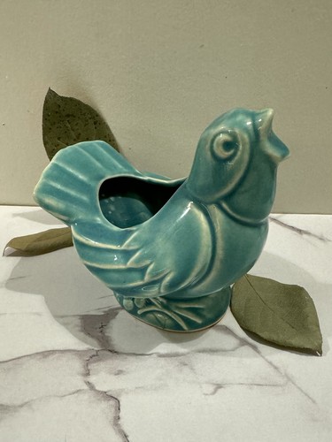 VINTAGE MCCOY SINGING BIRD PLANTER AQUA BLUE — CA. 1940’S