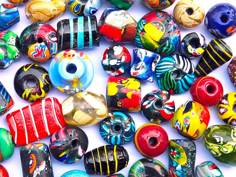 Millefiori Glasperlen Lampwork Große Perlen 500g Perlenset Perlenmischung Mix31 - Bild 2 von 4