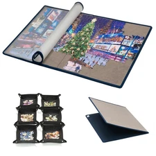 Foldable Jigsaw Puzzle Board with 6 Sorting Trays, Portable Mat Dustproof Cover