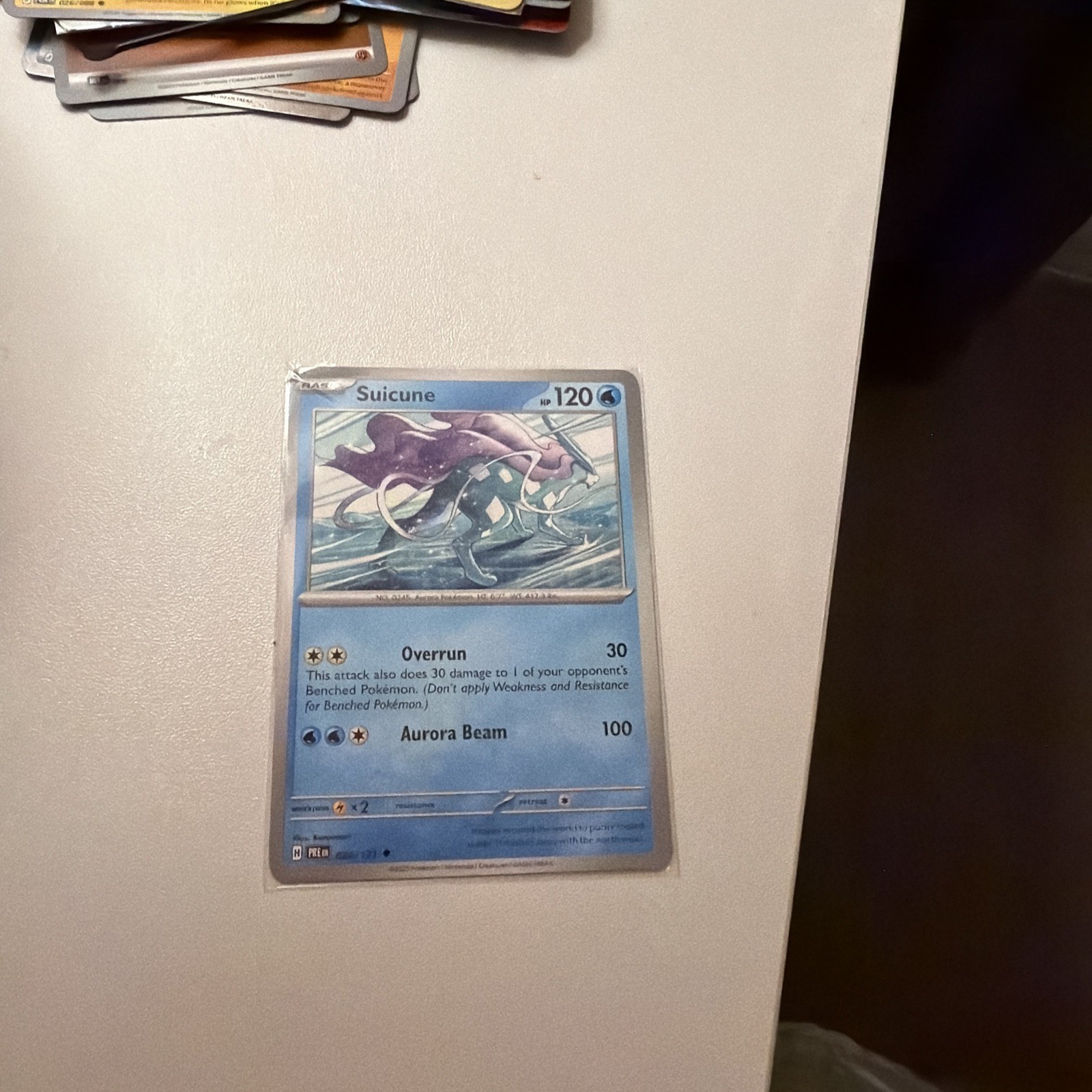 Pokemon Suicune card from the Pokémon TCG: Scarlet & Violet—Prismatic Evolutions