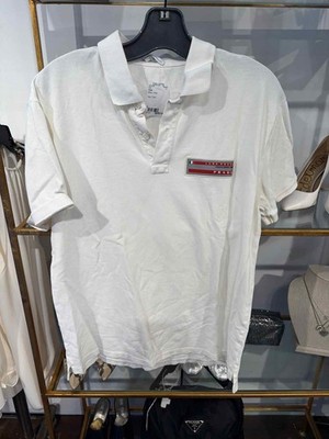 Prada Mens Size L White Polo Shirt