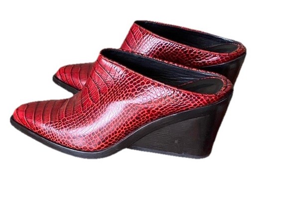 Rag & Bone Red Croco Leather Mules EU 37/ AU 6.5