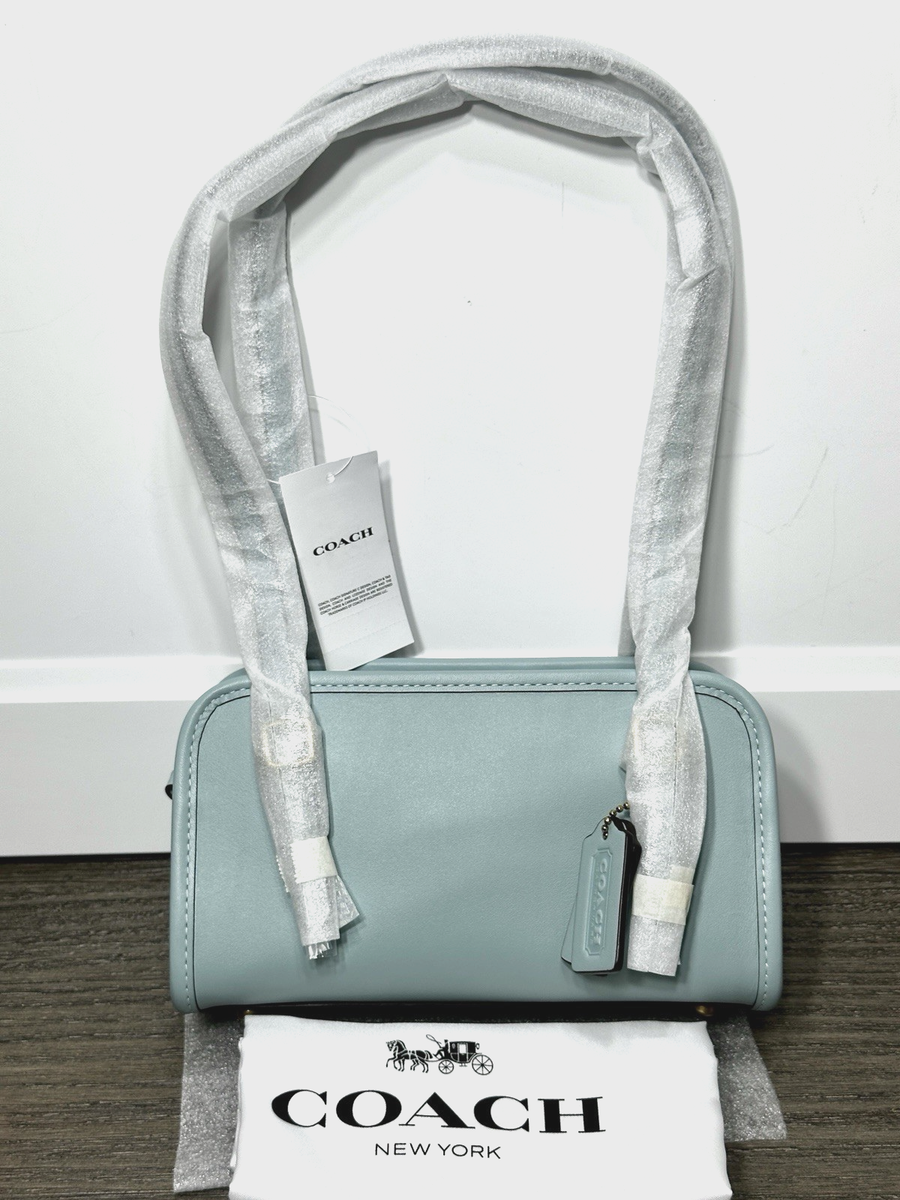 Coach Swing Zip Bag 20 in Light Blue Glovetanned Leather CAM45 NWT