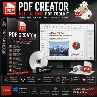 PDF Creator Editor Convert Merge Split OCR Compress | All in One | USB & CD