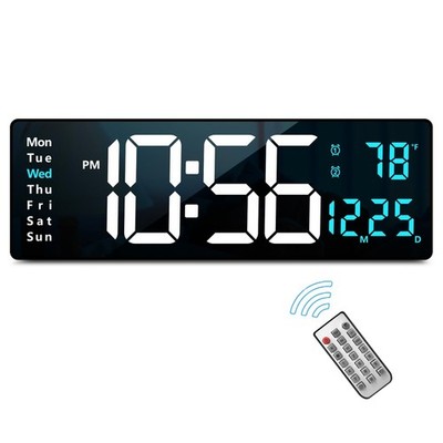 Abovsare 16.2 Inch Large Display Wall Clocks, LED Digital Clock with Remote C...