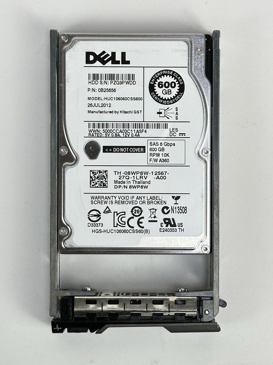 Lot of 8 Dell 600GB 10K RPM SAS 6G HDD 2.5in SFF 6Gbps Hard