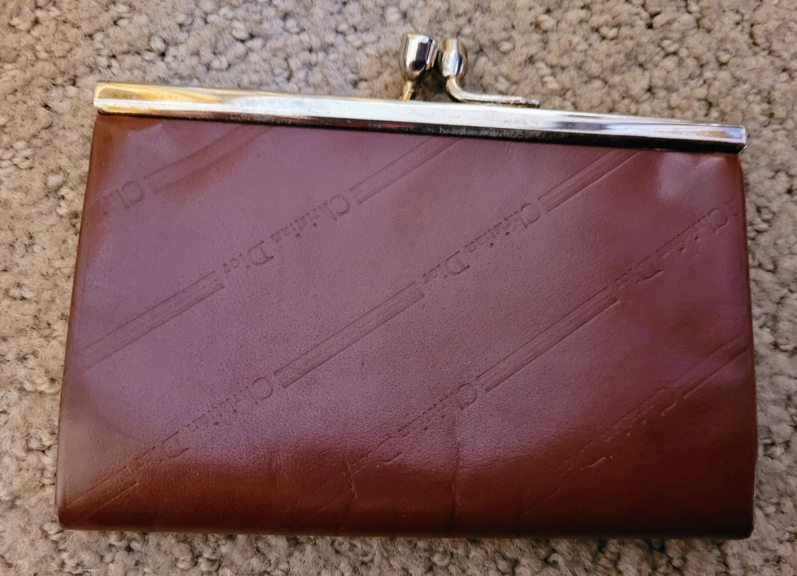 AUTH CHRISTIAN DIOR VINTAGE MONOGRAM LEATHER COIN WALLET PREOWNED MAROON