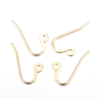100pc Golden 304 Stainless Steel Earring Hooks Ear Wire Smooth With Loop 12x22mm