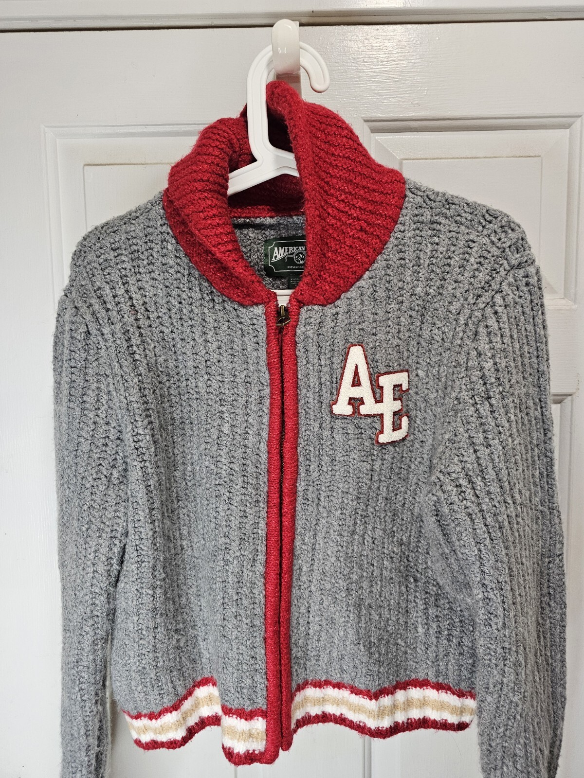 American Eagle Patchwork Knit Cardigan Sweater si… - image 2