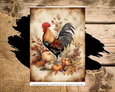November Rooster | A4 Rice Paper | Paper for Decoupage